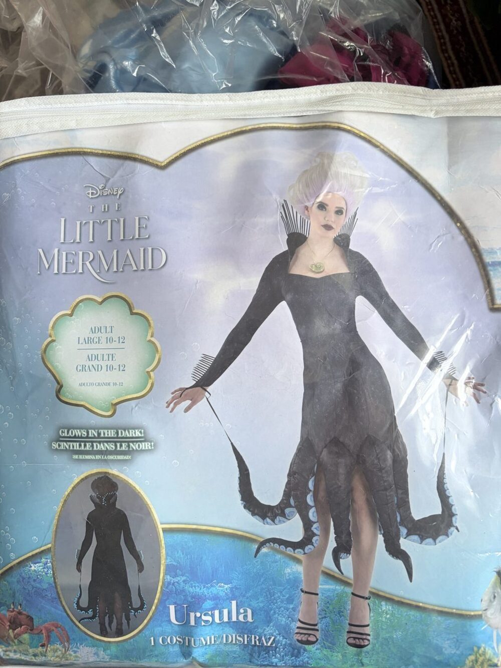 Disney Little Mermaid Ursula Glow in the Dark Costume Adult L NIP